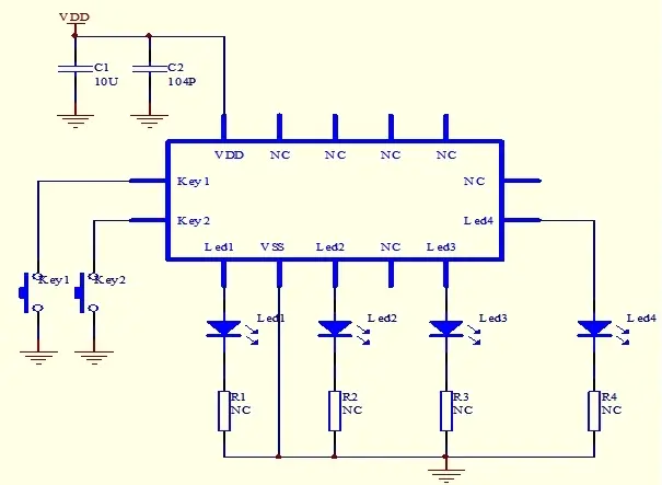 麗晶微EH5907-04C4-B431單按鍵多路循環(huán)切換開關(guān)芯片led電子開關(guān)芯片切換色溫